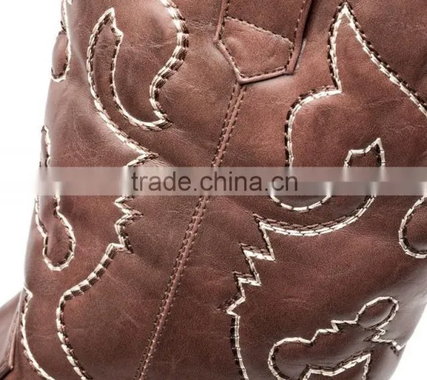 Black Tan Brown Cowgirl&cowboy Genuine Leather Western Boots Wholesale photo-6