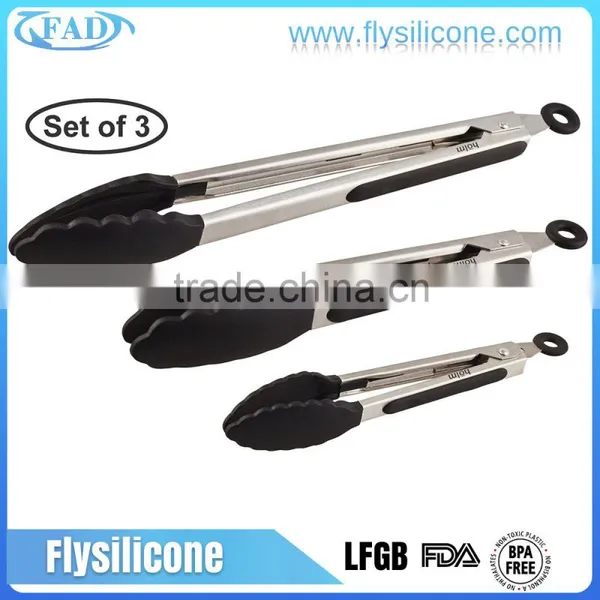 Kitchen Tools Set of 3 Custom 430 Stainless Steel 2 in 1 Silicone Cooking Utensil photo-2
