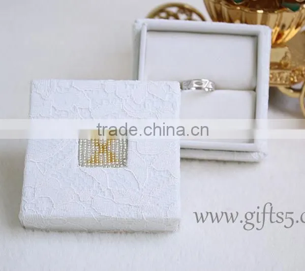 Custom White Wedding Ring Box With Beaded Name Plate of X photo-2