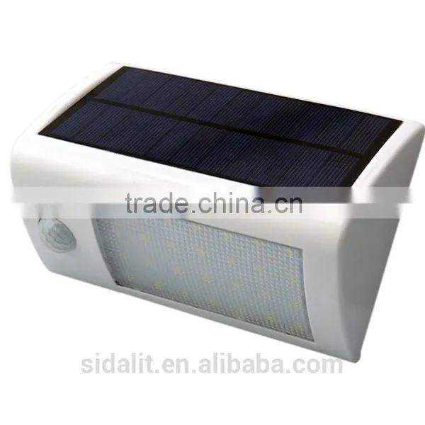 28 Led White Color Round Triangle Lampshade 2200mah Ni-MH Battery PIR Sensor + Light Control Solar Led Wall Light photo-2