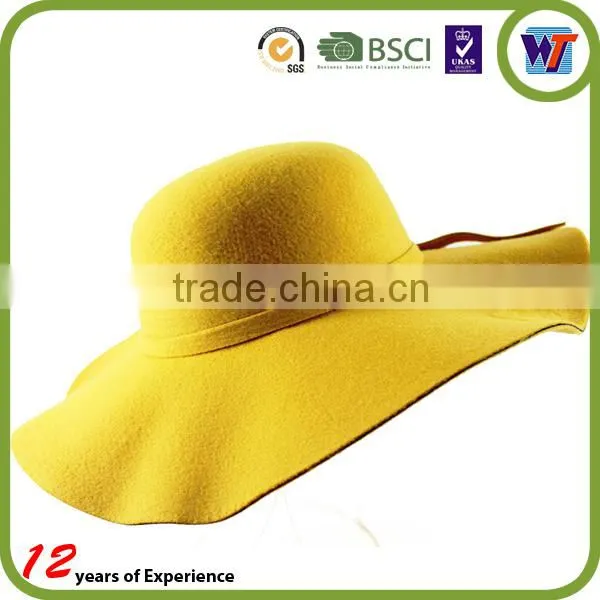 High Quality Pure Colour Design Wool Cap Felt Sombrero Hats With Silk Ribbon photo-3