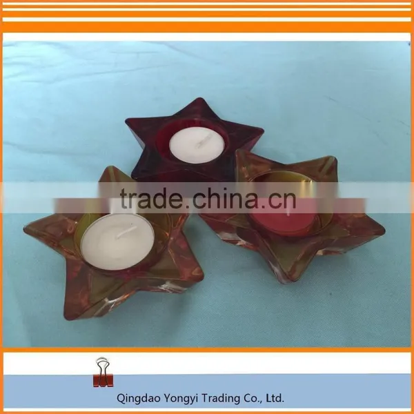 Star Shaped Glass Material With Tealight Candle/Paraffin Wax Candle For Home Decoration photo-6