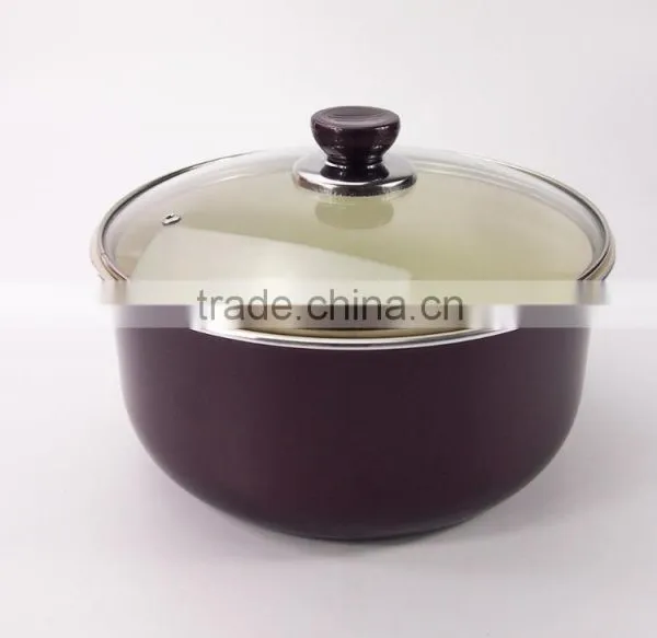5pcs Burgundy Non-stick Die Casting Aluminum Cookware Set Removable Handles photo-3