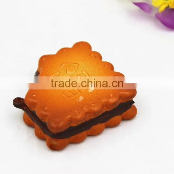 PU Cream One Bite Biscuits Miniature Fake Food For Dolls and Dollhouse Purse Keychains Decor-Yiwu Sanqi Crafts Factory photo-2