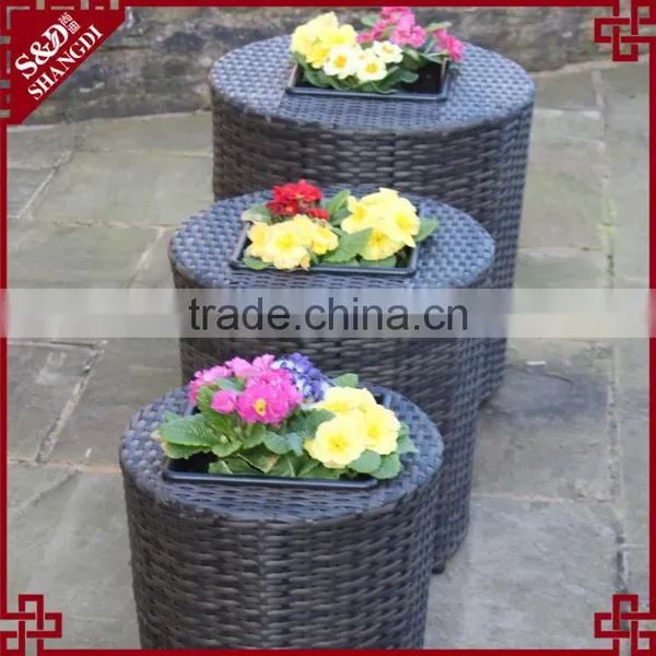 S&D China Products Large Size pe Ratatn Round Garden Decoration Black Wicker Garden Pots and Planters photo-2