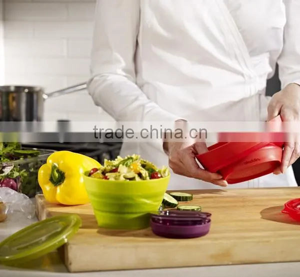 Collapsible Bowl Set | 4oz , 16oz , 32oz, Eggplant, Lettuce & Tomato photo-4