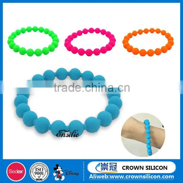 Free Sample!!colourful Silicone Bead Bracelet, Cheap Custom Silicone Bead Wristband, Silicone Rubber Ball Bracelet Band photo-2