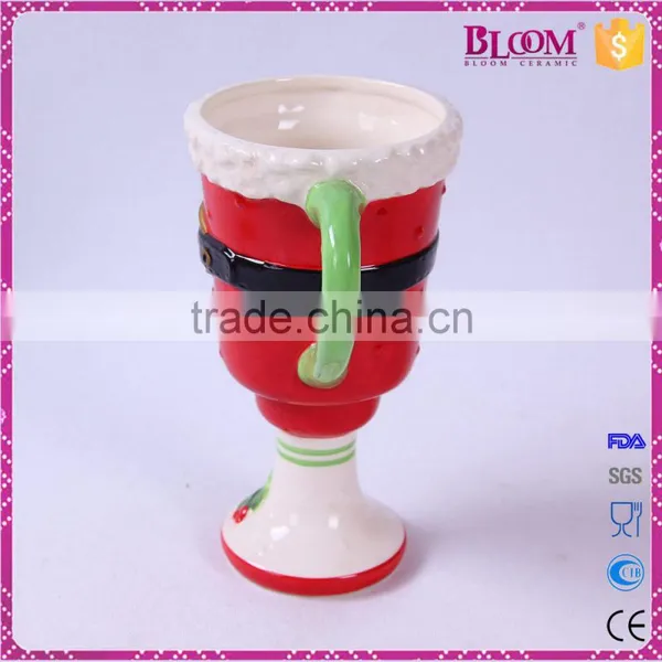 Wine Glass Shape Ceramic Custom Coffee Cup With Handle photo-2