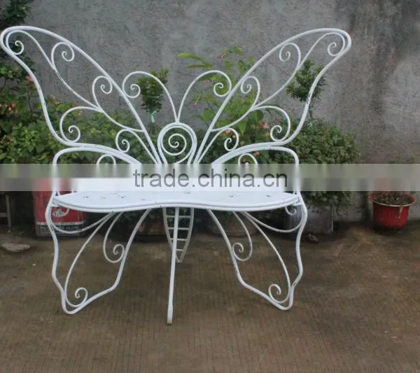 White Metal Butterfly Bench for Garden photo-2