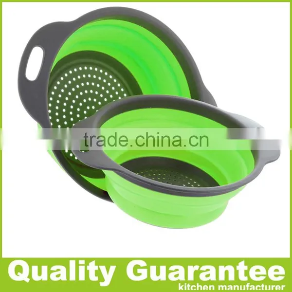 Customized Color Silicone Colander Collapsible Plastic Silicone Strainer photo-2
