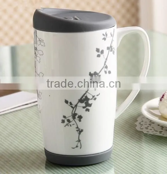 Ceramic Coffee Mug With Silicone Lid,Travel Mug photo-4