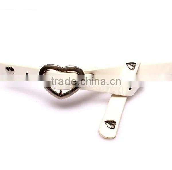 Wholesale Heart Rivet Decorated Heart Buckle Sex Women Lady Thin PU Waist Belt photo-3