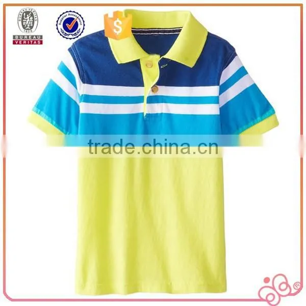 2015 Latest Design Stripe Printing Fancy Boys Child Cloths With Polo Collar photo-2