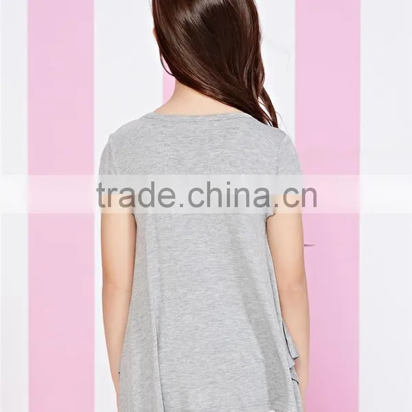 China Wholesale Girl's Long Style Print Pattern t Shirt Made in China photo-2
