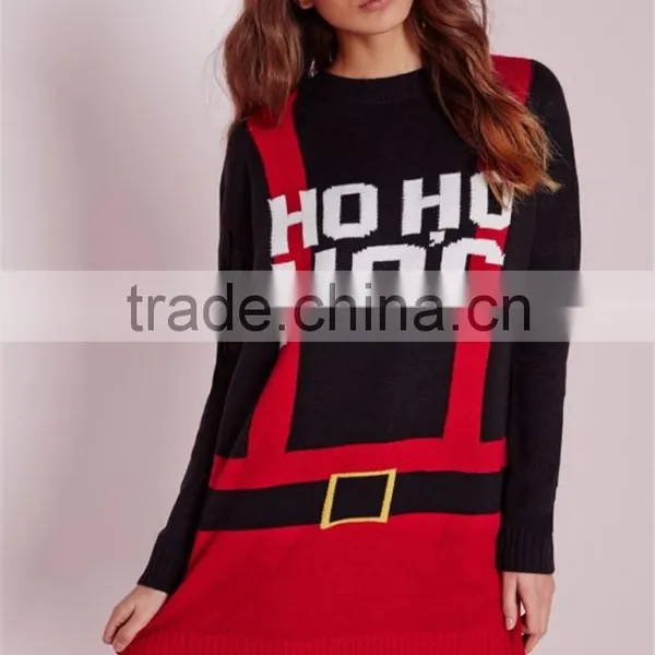 Custom Pattern Design Women Oversized Christmas Jumper Longline Sweater Knitwear Pullover Long Sleeve photo-3