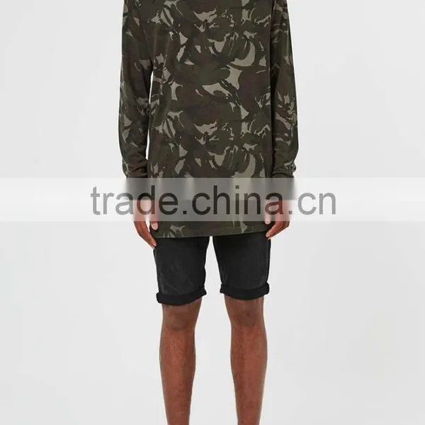 Camo Printed Longline t Shirts Mens Long Sleeve T-shirt Custom for Man photo-5