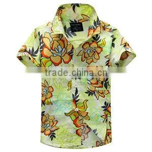 Boys Summer Short Sleeve t Shirt New Arrival Fashion Aloha Hawaiian Floral Shirt for Boy photo-2