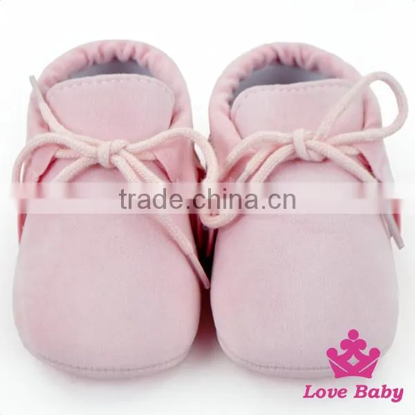Cute Pink Color Soft Sole Rubber Baby Girl Shoes Newborn Crib Shoes With Lace Wholesale Leather Baby Shoes photo-2