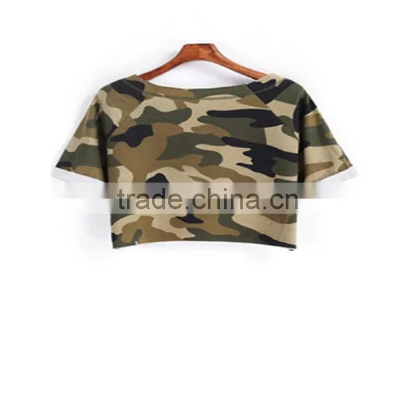 Wholesale Ladies T-shirt Army Green Short T-shirt for Ladies photo-2