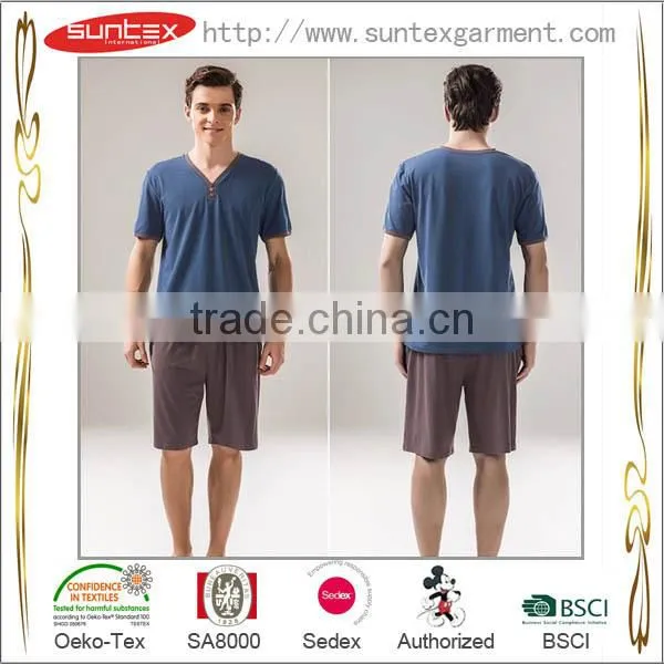 2015 New Design Breathable Men's Summer Sleepwear Cotton Pajama photo-5