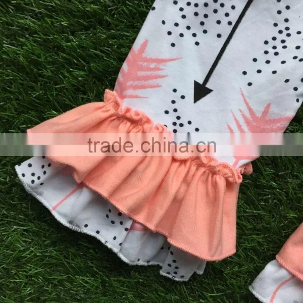 Baby Girls Boutique Summer Outifits I'm Sweet She's Wild Clothing Girl Short Sleeve Feather Ruffle Capri Sets With Accessories photo-2