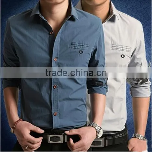 2016 Men Embroidered Floral Printed Slim Fit Casual Shirt photo-4