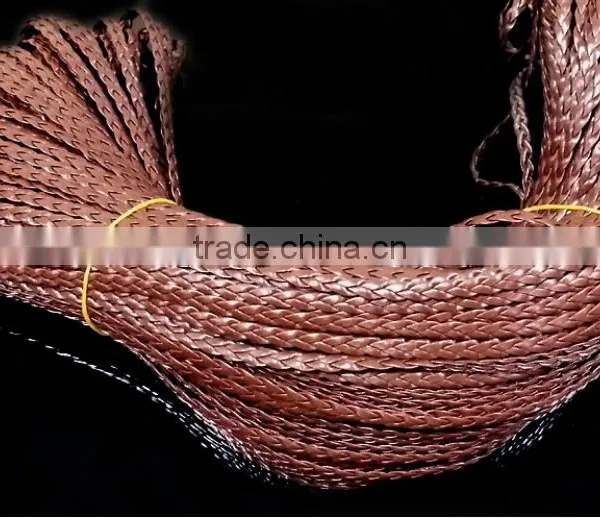 DIY Jewelry Wire PU Leather Rope Color Braided Rope Wholesale Three Strands Braided 5mm Flat Leather Rope (100 m / Roll) photo-2