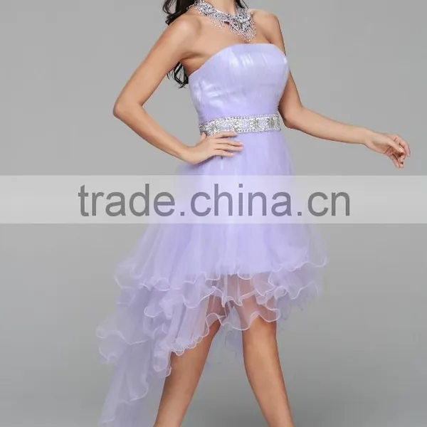 New Design High Quality Crystal Beaded Tull Neck Hanging Medium Short Strapless Sexy Prom Gown Party Dress photo-6