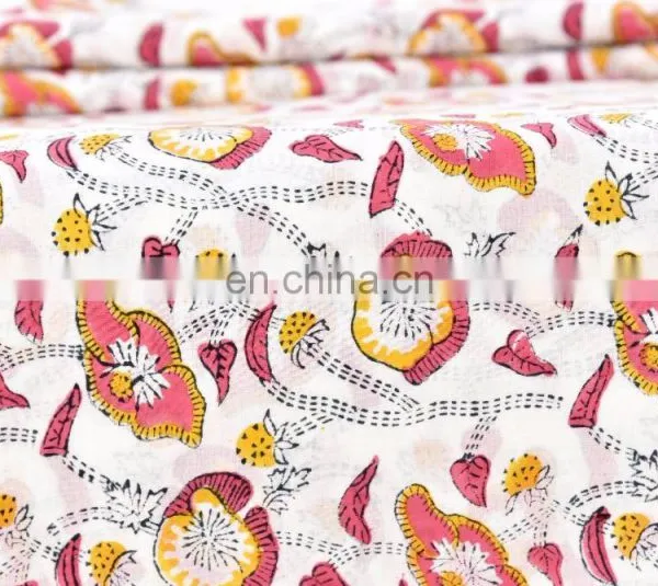 Indian Latest Hand Block Cotton Fabric Crafting Dressmaking Sewing Fabric By Meter photo-2