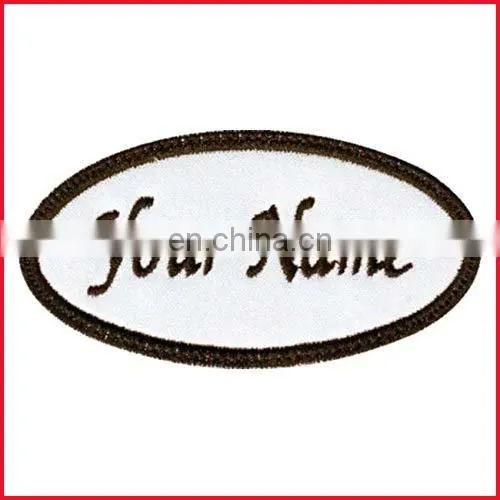 Rectangular 1 Line Custom Embroidered Name Tag Iron / Sew on Patch photo-4