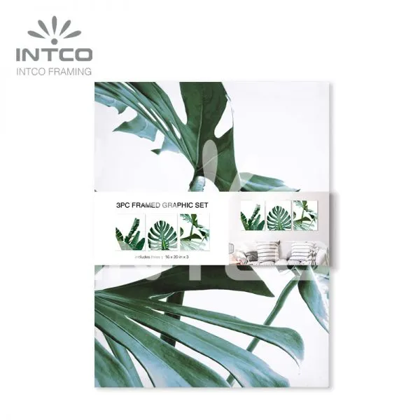 Bedroom Canvas Wall Art Green Tropical Green Leaves Minimalist Watercolor Canvas Painting Bedroom Wall Decor Monstera Plant 3 Pieces Canvas Art Set photo-2