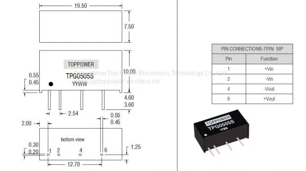 3W Isolated Single Output DC/DC Converters TPG0505S-3W Pcb Mount Power Supply photo-2