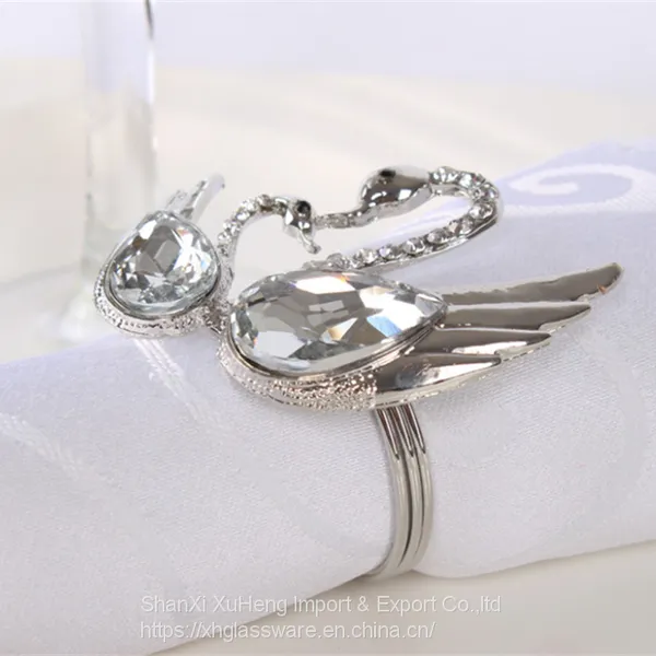 Luxury Crystal Rhinestone Diamond Swan Styles Napkin Ring For Party Wedding Table Decoration photo-2