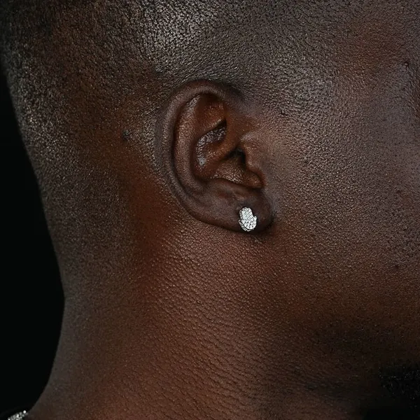 Shining Star Jewelry Hip Hop Trendy Men Iced Out Charms Hamsa Hand Stud Earrings photo-4