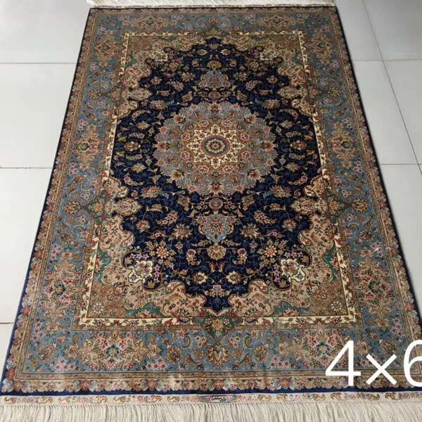 4x6ft Handmade Silk Persian Carpet for Bedroom and Study Room