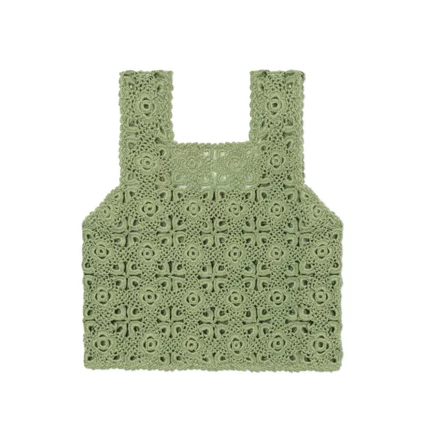 Wholesale Custom Logo Design Oem & Odm Ladies Summer Cute Sleeveless Square Neck Crop Women Wool Vests Crochet Sweater photo-3