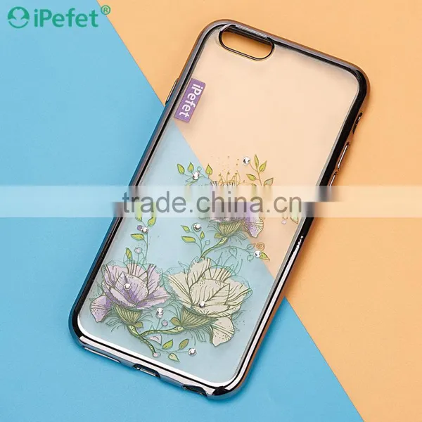 Custom UV Printing Electroplating Diamond Mobile Phone Case For IPhone 6/s
