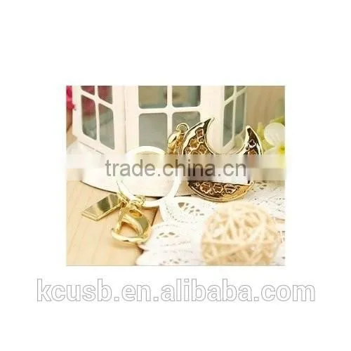 Metal Crescent Moon Usb Flash Drive With Keychain photo-3