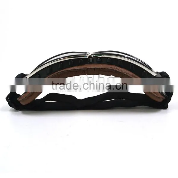 BJ-GT-011 Top Quality Adult Custom Coffee Leather Safety Spectacles Motocross Goggles photo-4