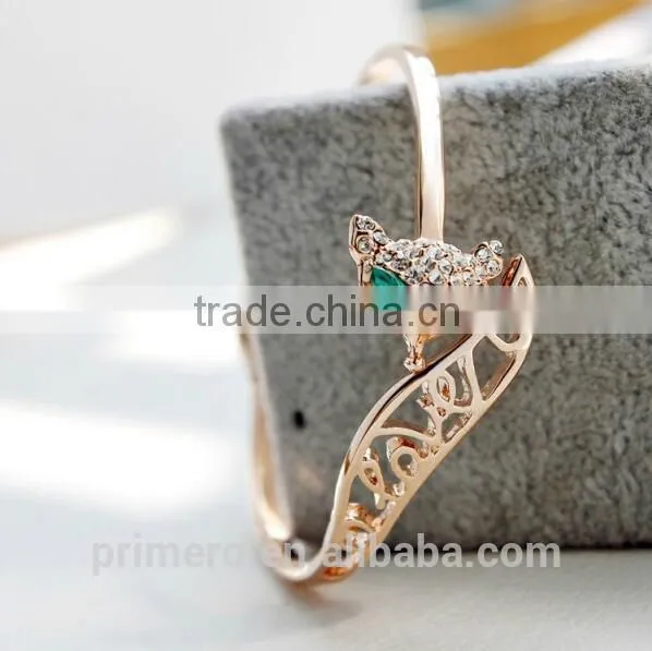 Genuine Austrian Crystals Gold Plated Fox Bangle Bracelet Jewelry photo-3