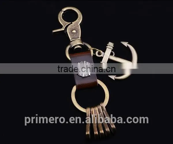 Men Custom Anchor Key Chain Female Leather Keyring Novelty Items photo-3