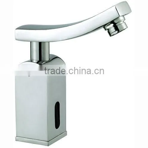 Luxury Brass Automatic Sensor Tap, Square Model Sensor Tap For Cold Water Only, Chrome Finishing and Deck Mounted