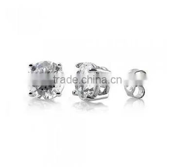 JINSE Sterling Silver Round Cubic Zirconia CZ Solitaire Earrings 4 to 9 mm