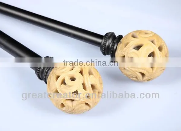High End Curtain Rods With Decorative Open Work Ball Curtain Finials photo-3