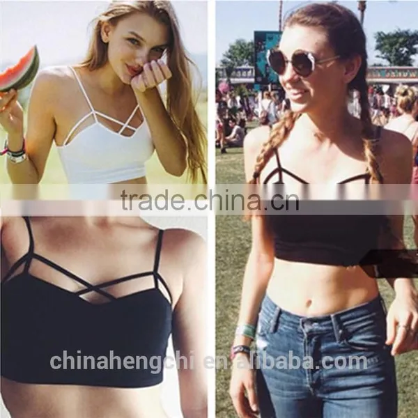 Cheap Plain European Fashion Cotton Young Girls White Black Tank Top Vest