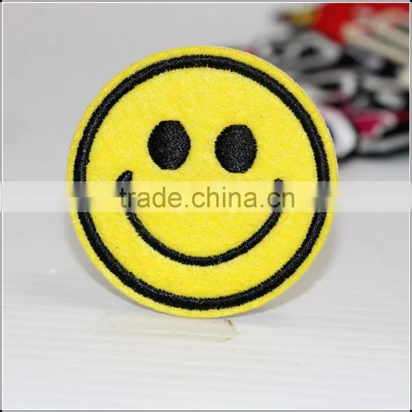 Customized Free Design Accessories Garment Patches Badge Smile Round Embroidery photo-4