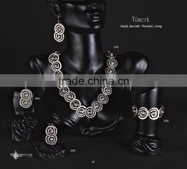 Ring Earring Bracelet Necklace Authentic Turkish Ottoman Design Jewelry Set Made in Turkey photo-5