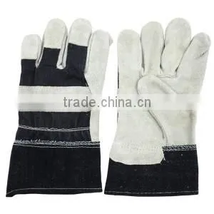 Black Cowhide Split Leather Working Gloves photo-2