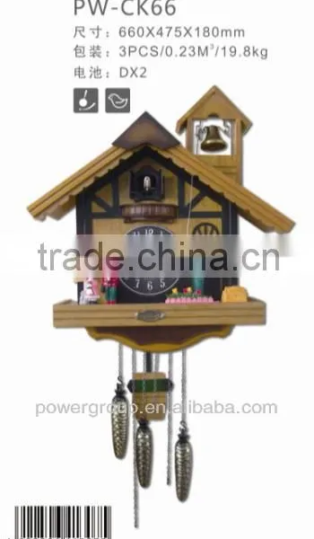 Cuckoo Clock Pendulum and Bird Alarm Wooden House CK66