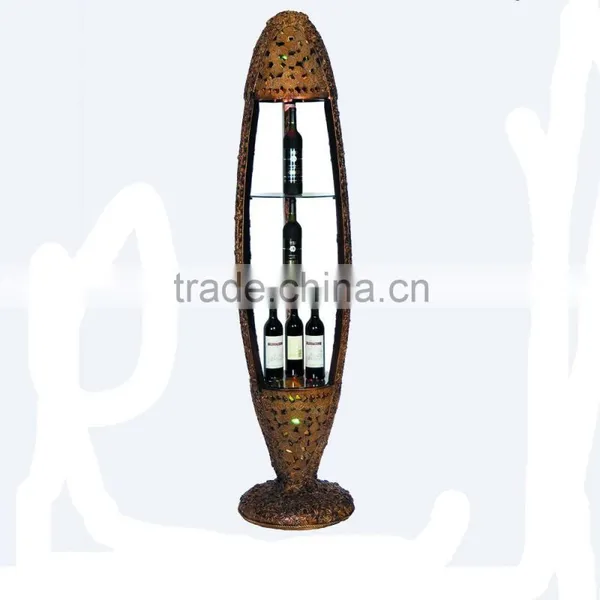 Floor-standing 3 Tier Antique Wine Display Shelf With LED Light